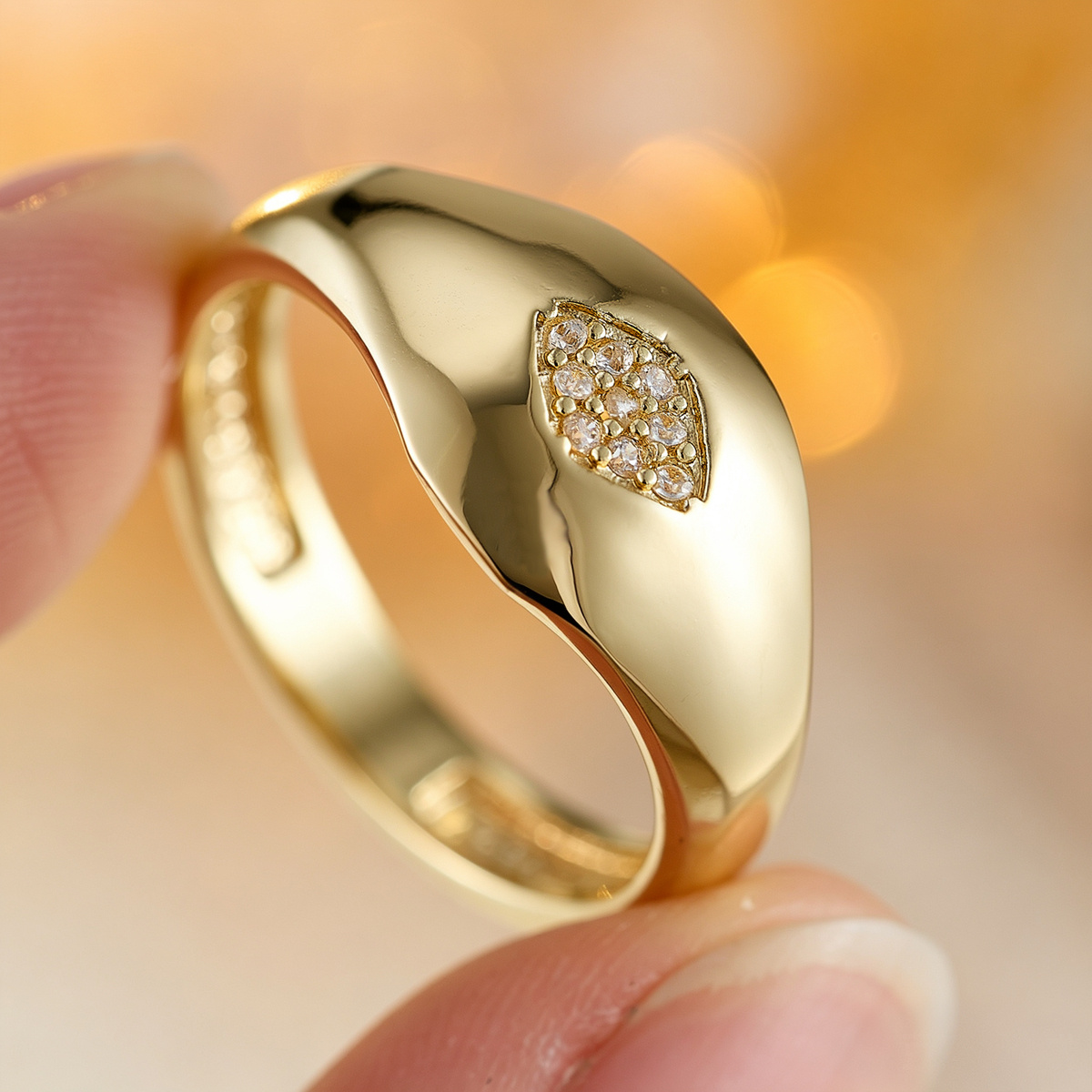 Unisex Evil Eye Cut Ring with Synthetic Zirconia Inlay